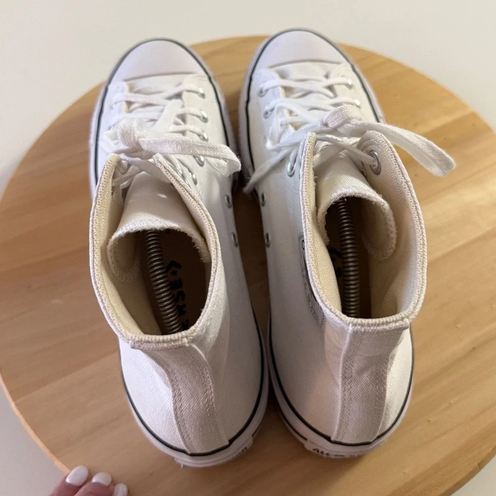Converse Chuck Taylor All Star Lift‎ Platform High Top White Canvas Sneakers 10 - Picture 2 of 9